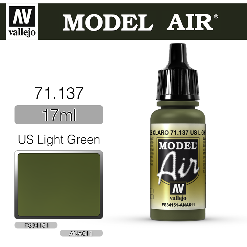 Vallejo Model Air Paint: 17ml 71137 US Light Green